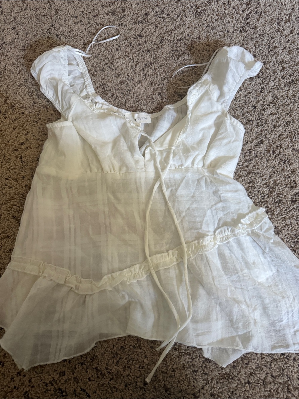 White Ruffle Tie-Front top